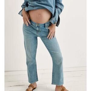Hatch The Crop Light Wash Ankle Jeans 30 Straight Raw Hem Designer Denim
